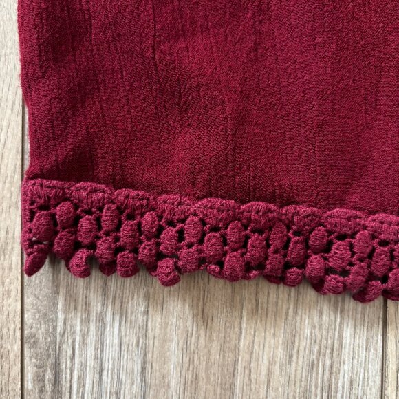 Chelsea & Violet Off-the-Shoulder Burgundy Blouse Bell Sleeve Womens XS Boho Y2K - Picture 14 of 16